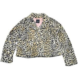Angel Kiss Faux Fur Coat Jacket Leopard Animal Print Size Large L